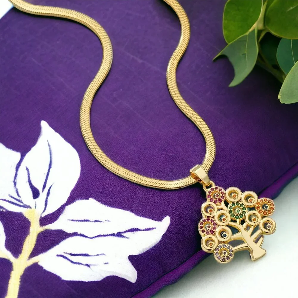 🆕️ 🦋 Gold Plated 316 L Stainless Steel Necklace With Tree of Life 🌳 Pendant - Picture 3 of 4